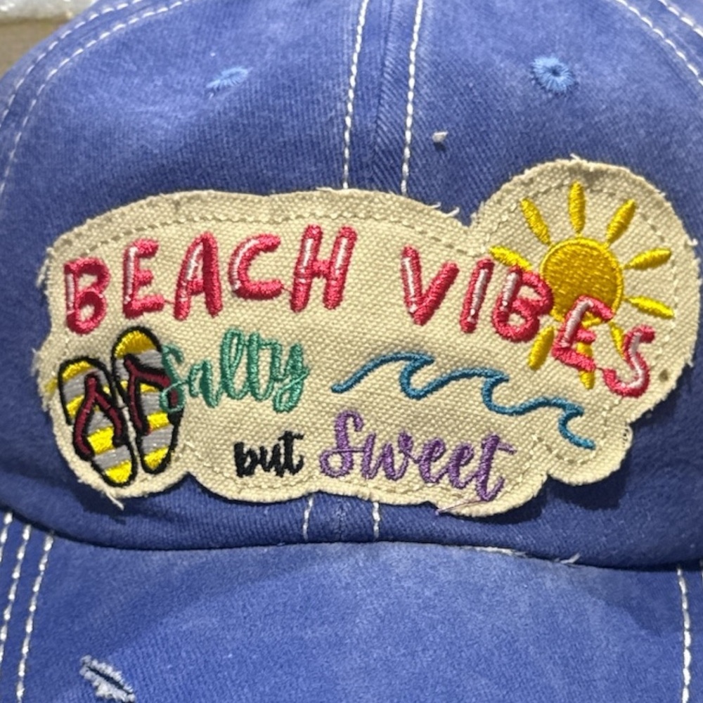 NWT Bright Blue Beach Vibes Cap - Picture 5 of 7